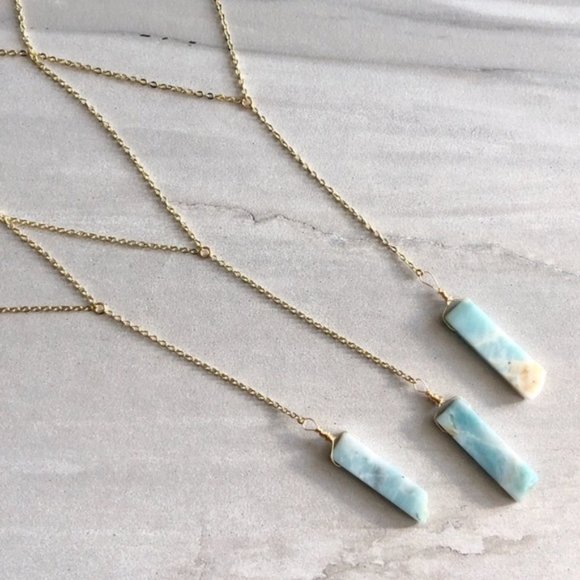Estrella & Luna Jewelry - Amazonite Gold Boho Lariat Necklace